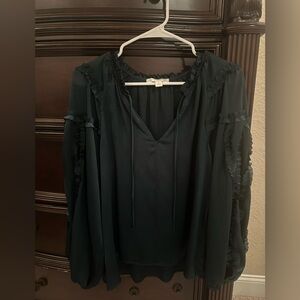 Emerald green sheer blouse